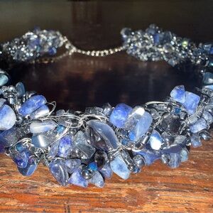 Blue Cluster Stone Necklace - Women Jewelry
